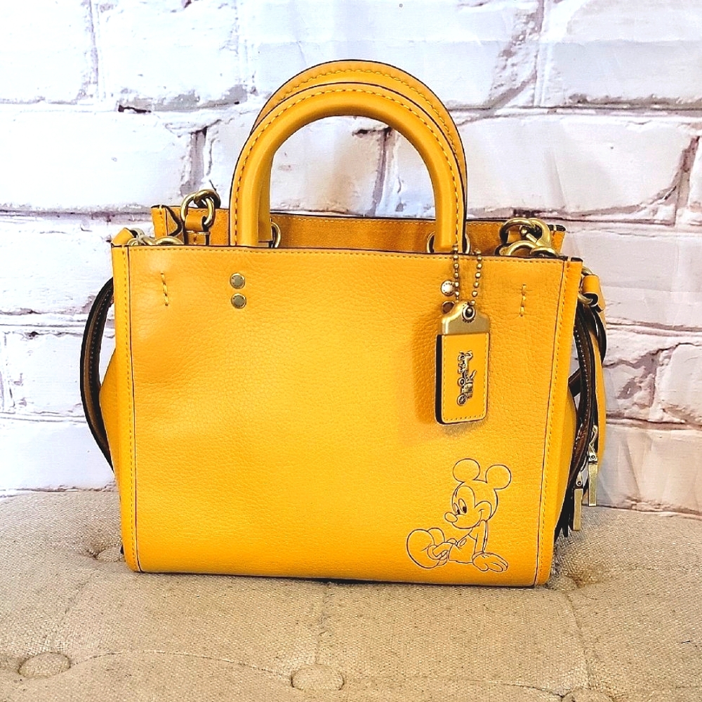 Coach Yellow Satchel with Mickey Mouse Design